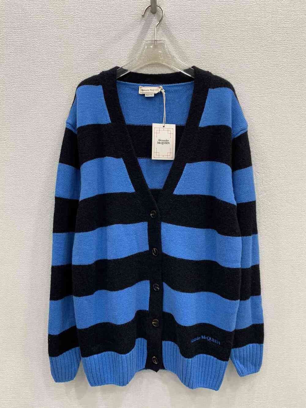 💙 Alexander McQueen Striped V-Neck Knit Cardigan